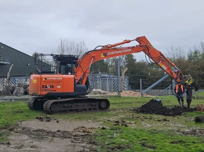 range digger in field