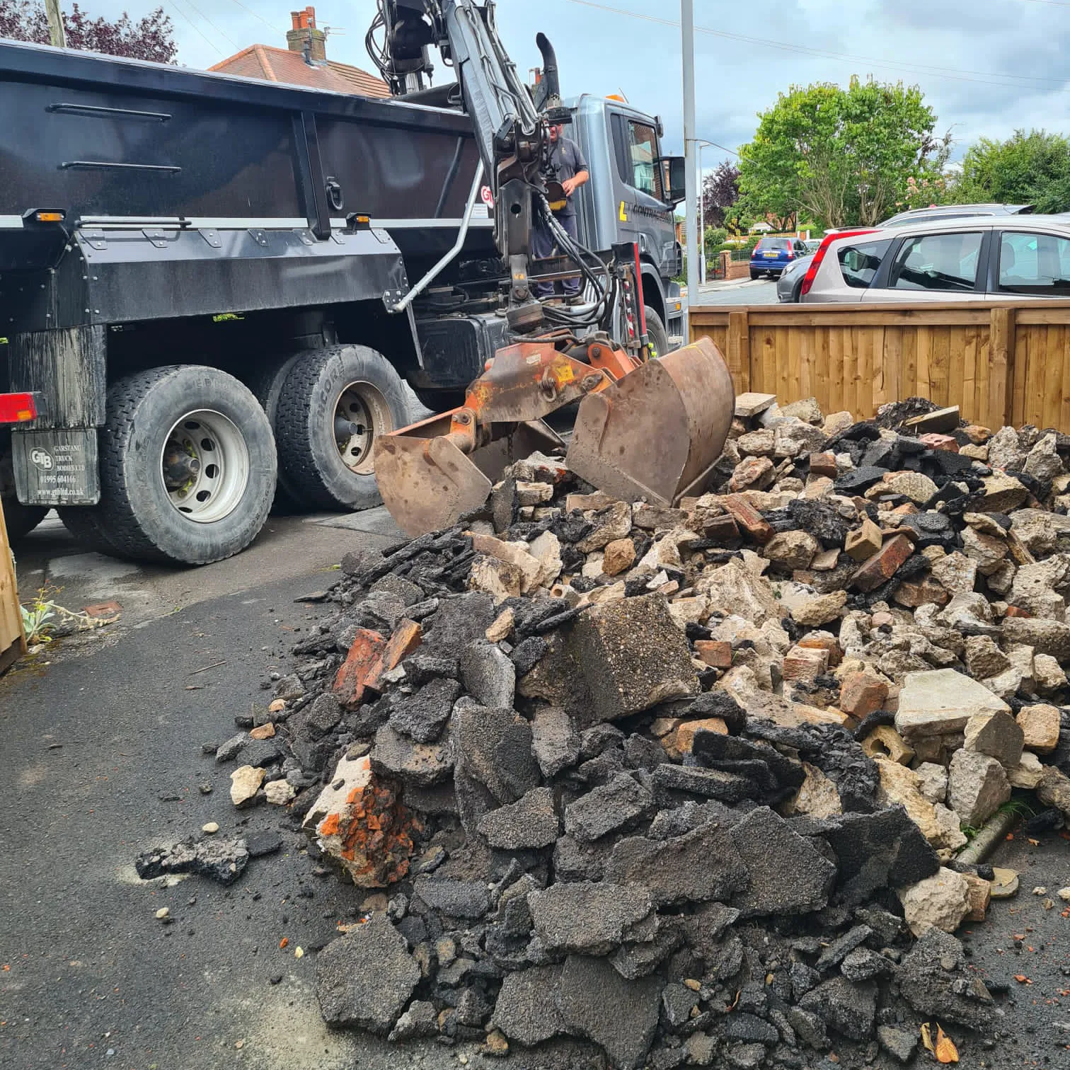 aggregate picked up by a grabber